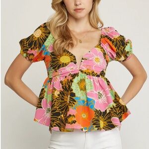 ENTRO PUFF SLEEVE TOP MEDIUM